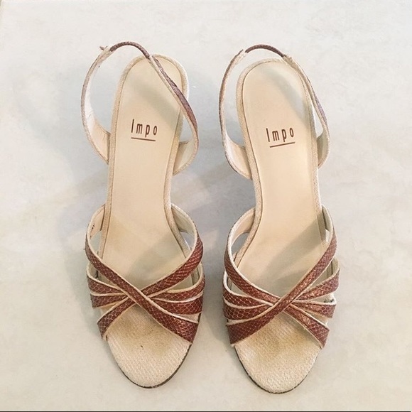 VINTAGE IMPO Snakeskin Brown Vijay Size 6B Heels - Picture 1 of 8